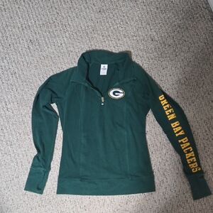 Victoria's Secret Green and Gold Fitted Graphic Hoodie